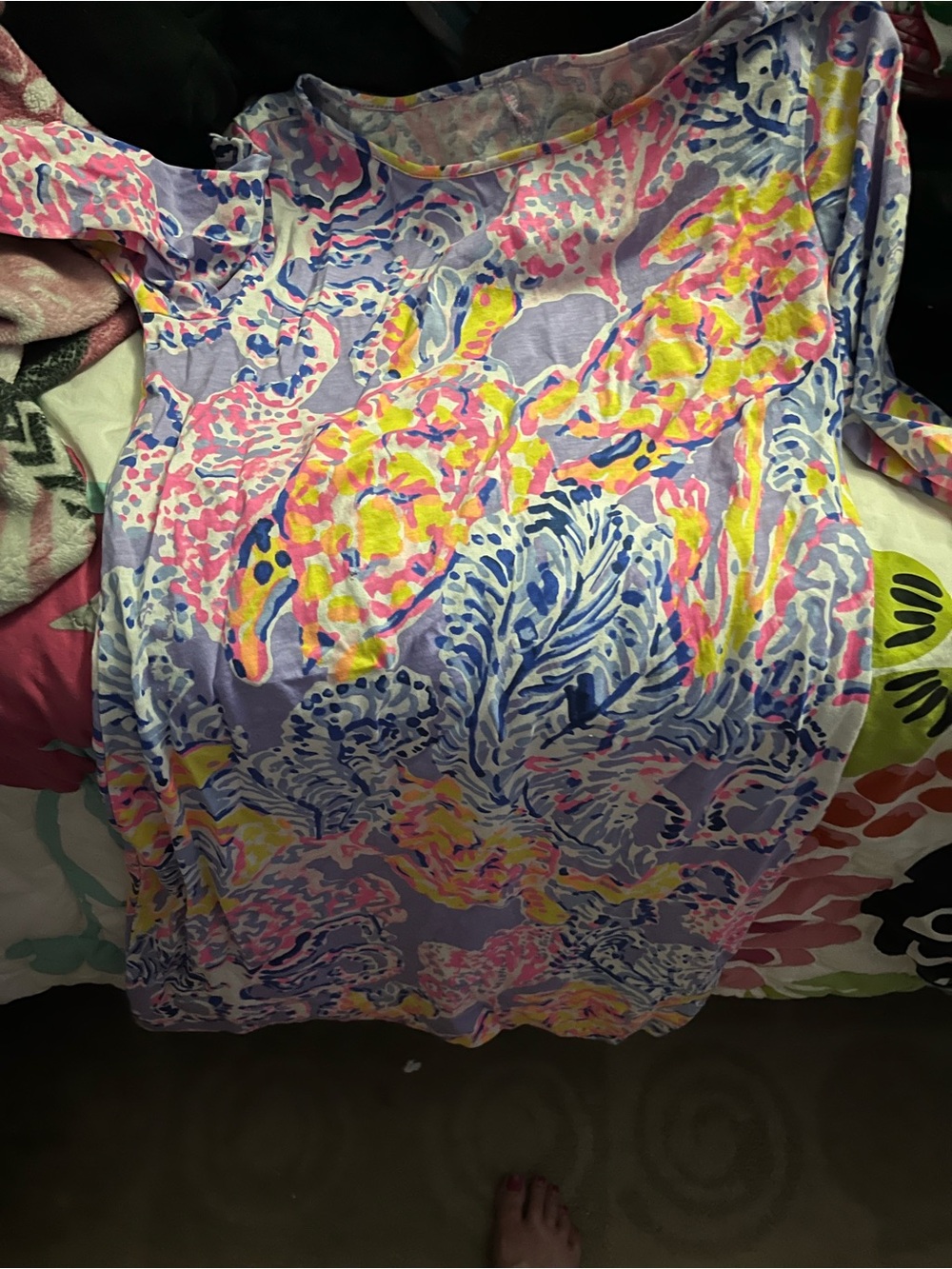 Lilly Pulitzer Lavender Floral Mini Dress with Pink & Yellow Accents